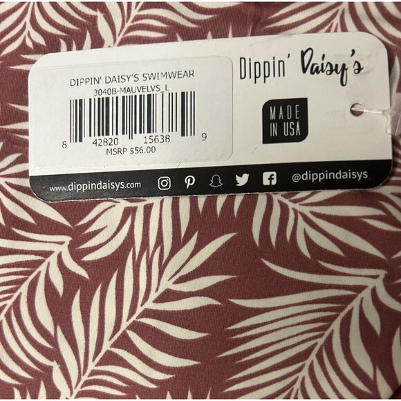 Dippin’ Daisy’s Cut Out Sides Bikini Bottom Sz L Mauve Reversible Botanical NWT - Picture 9 of 10